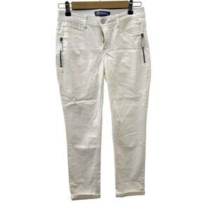 Democracy Ab Solution Stretch Side Zip Boyfriend Jeans White 8.5" Rise Womens 2